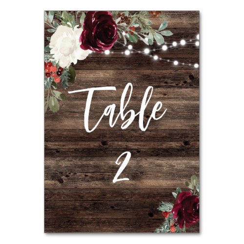 Rustic Christmas Barn Wood Wedding Table Number