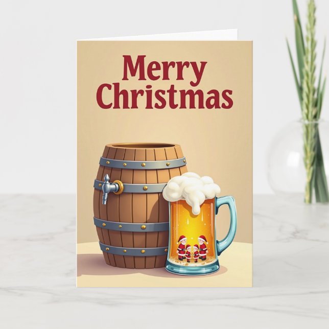 Rustic Christmas Barrel Card (Front)