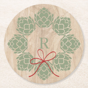 Rustic Christmas Beer Hops  Coaster
