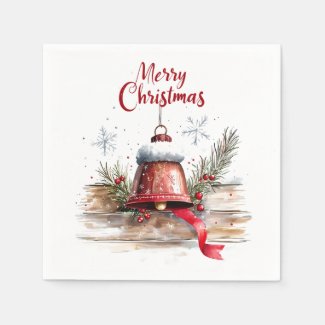 Rustic Christmas Bell Napkins