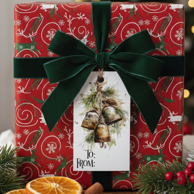 Rustic Christmas Bell Pine Gift Tag (Creator Uploaded)