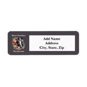 Rustic Christmas Black Horse Red Wreath Label