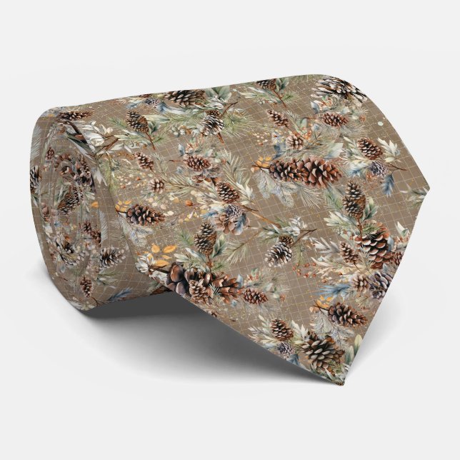 Rustic Christmas Boho Pattern  Neck Tie (Rolled)