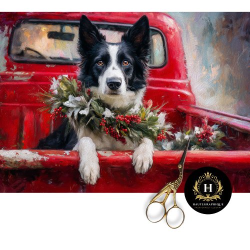 Rustic Christmas Border Collie Decoupage Tissue Paper