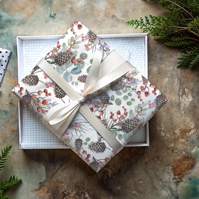 Rustic Christmas Botancial Pattern  Wrapping Paper Sheets (Creator Uploaded)