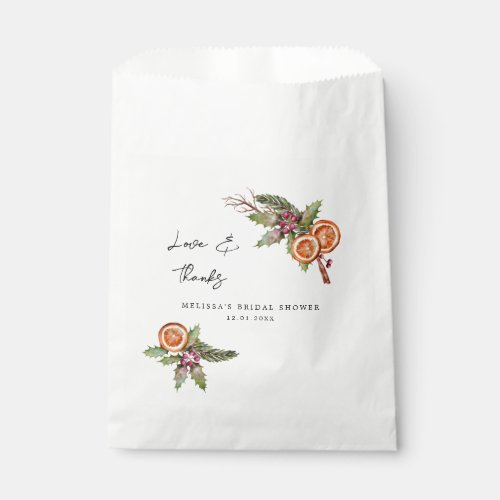 Rustic Christmas Botanical Bridal Shower Favor Bag