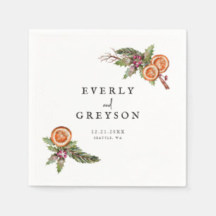 Rustic Christmas Botanical Spice Wedding Napkins