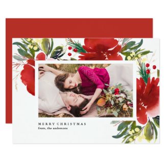 Rustic Christmas Bouquet Holiday Photo Card