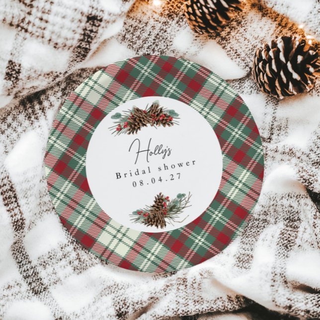 Rustic Christmas Bridal Shower – Pinecone & Pine Paper Plates (Creator Uploaded)