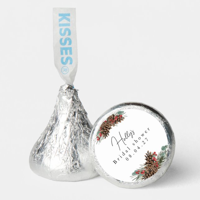 Rustic Christmas Bridal Shower pinecones Hershey®'s Kisses® (Front)