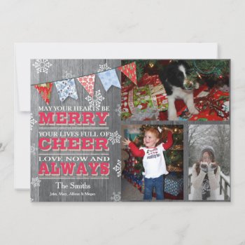 Rustic Christmas Bunting Photo Cards by aaronsgraphics at Zazzle