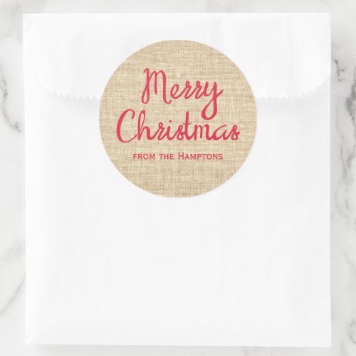 Rustic Christmas Burlap From Name Gift Stickers