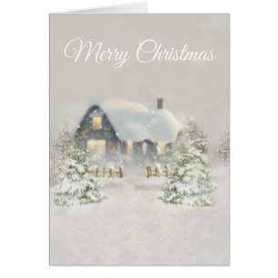 Rustic Christmas Cabin Winter Solstice Woodland Cards
