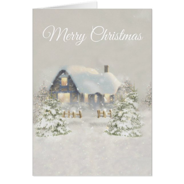 Rustic Christmas Cabin Winter Solstice Woodland Cards (Front)