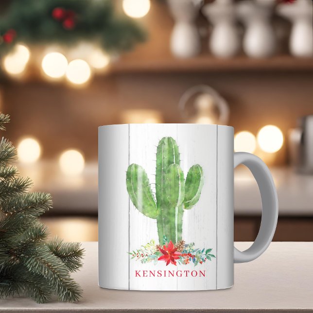Rustic Christmas Cactus Succulent Holiday Coffee Mug (Rustic Christmas Cactus Succulent Holiday Coffee Mug)