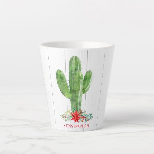 Rustic Christmas Cactus Succulent Holiday Latte Mug