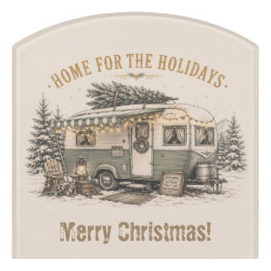 Rustic Christmas Camper Entryway Charm Door Sign