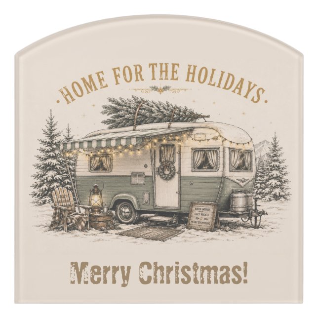 Rustic Christmas Camper Entryway Charm Door Sign (Contour Front)