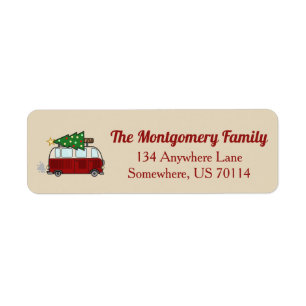 Rustic Christmas Camper   Personalized Label