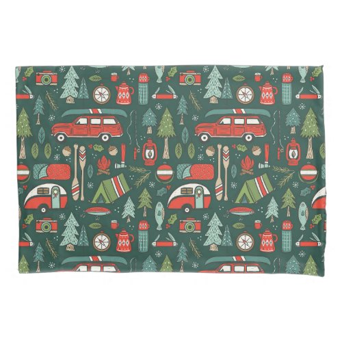 Rustic Christmas Camping Pillowcase