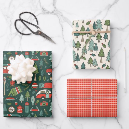 Rustic Christmas Camping Wrapping Paper Sheets