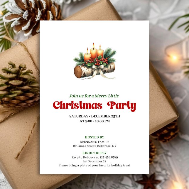 Rustic Christmas Candles Berries Invite Editable (Rustic Christmas Candles Berries Invite Editable)