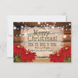 Rustic Christmas Card Barn Wood and Lights