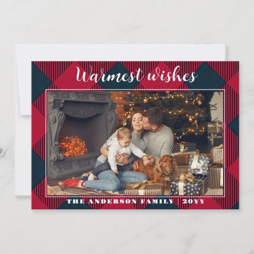 Rustic Christmas Card red plaid Holiday Card