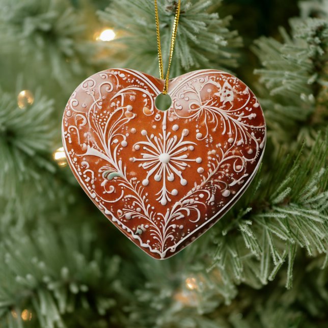 Rustic Christmas Cookie Decorated Holiday Ceramic Ornament (Tree)