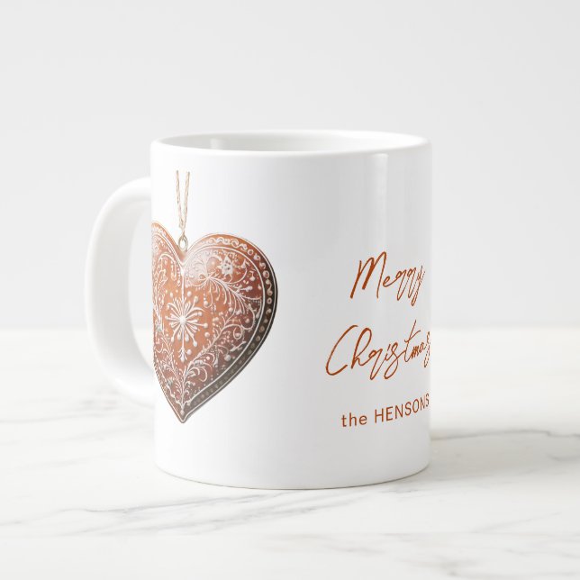 Rustic Christmas Cookie Decorated Traditional Giant Coffee Mug (Front Left)