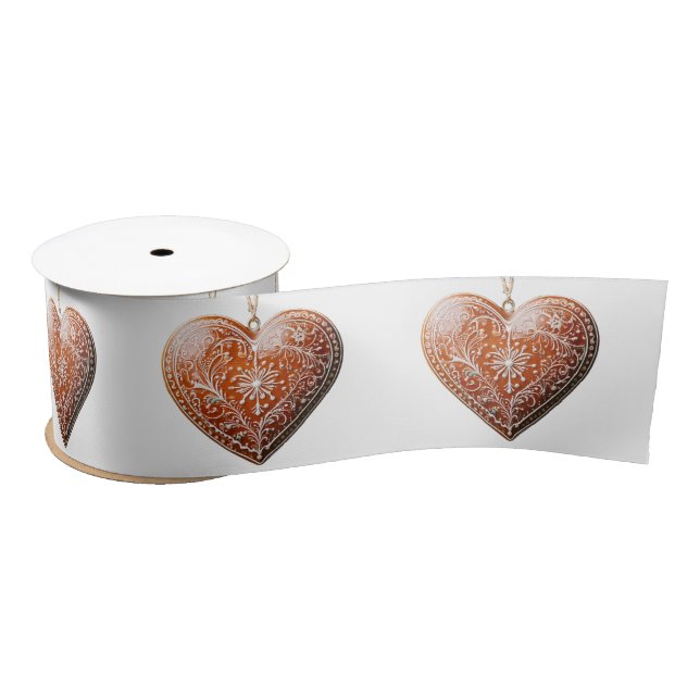 Rustic Christmas Cookie Decorated Traditional Satin Ribbon (Spool)