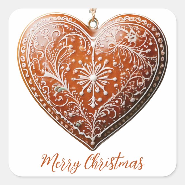 Rustic Christmas Cookie Decorated Traditional Square Sticker (Front)