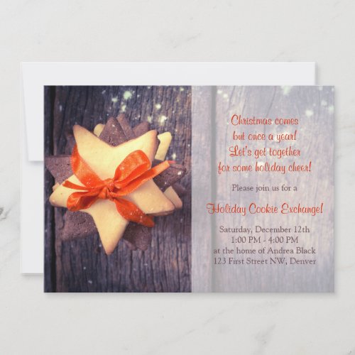 Rustic Christmas Cookie Exchange Holiday Party Invitation