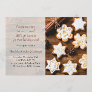 Rustic Christmas Cookie Swap Holiday Party Invitation