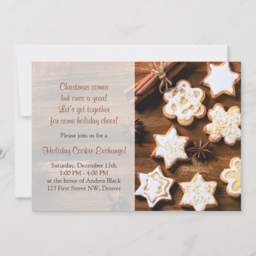Rustic Christmas Cookie Swap Holiday Party Invitation