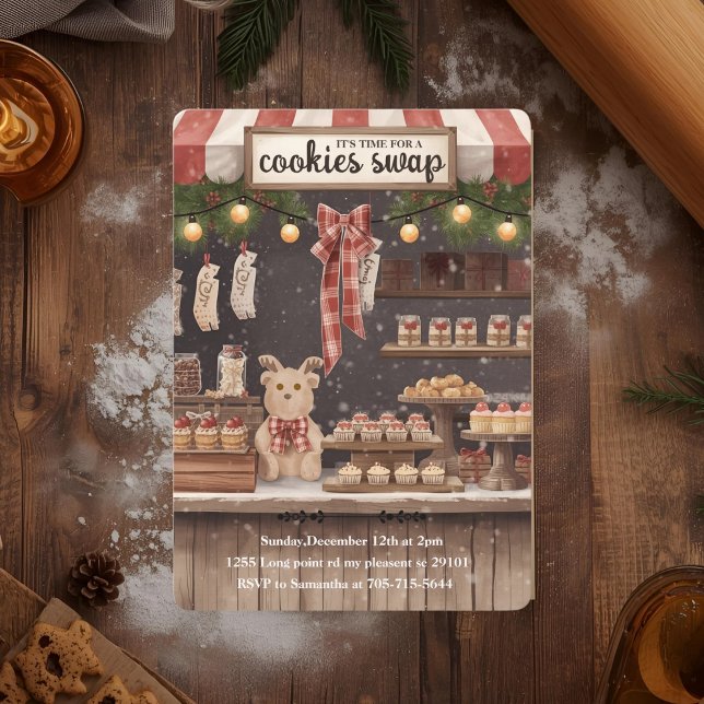 “Rustic Christmas Cookie Swap  Invitation (Creator Uploaded)