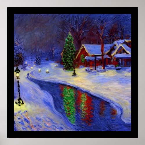 Rustic Christmas Cottage  Poster