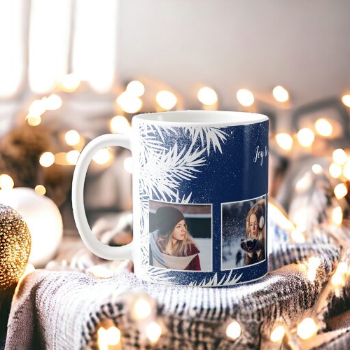 Rustic Christmas country 4 photo snow pines blue Coffee Mug