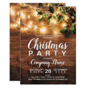 rustic christmas country corporate mistletoe light invitation chrismas invitation