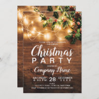 Rustic Christmas country corporate mistletoe light Invitation