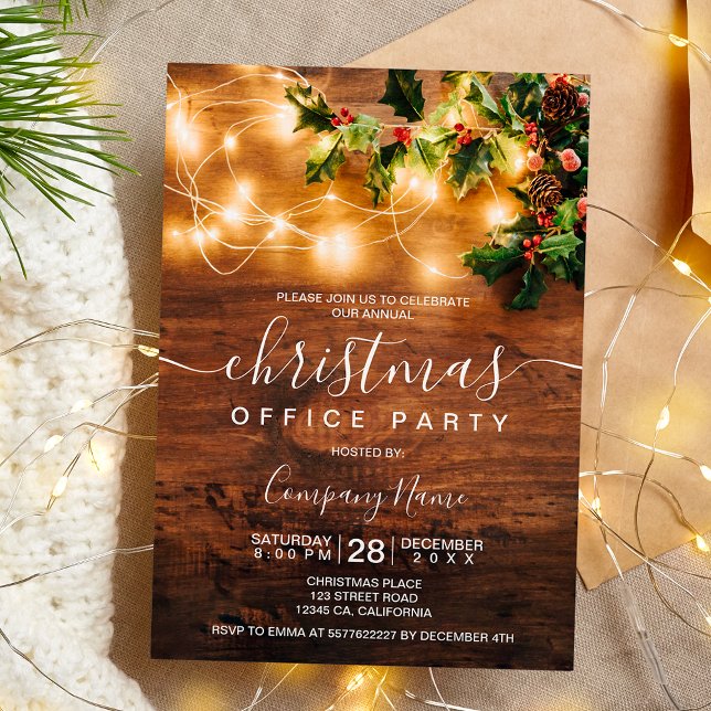 Rustic Christmas country corporate mistletoe logo Invitation (Rustic Christmas country corporate mistletoe logo Invitation)