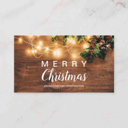 Rustic Christmas country corporate mistletoe wish Business Card