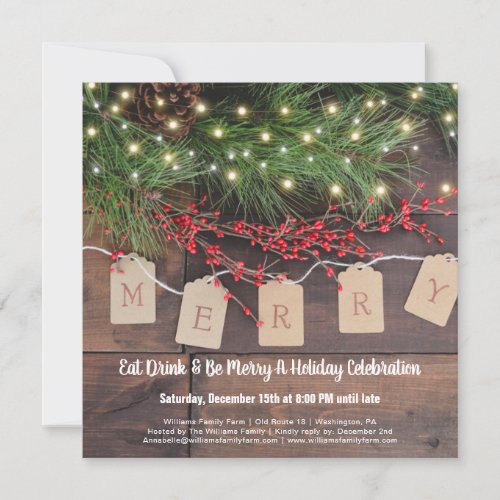 Rustic Christmas Country Holiday Party Invitation