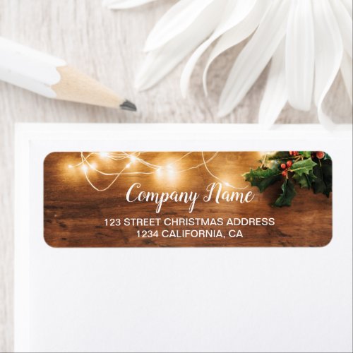 Rustic Christmas country mistletoe string lights Label