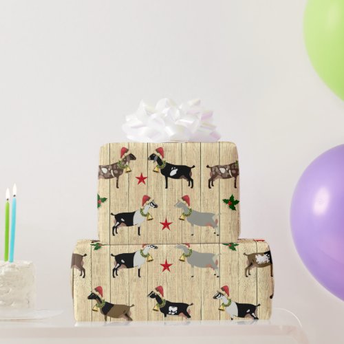 Rustic Christmas Dairy Goat Herd Wrapping Paper