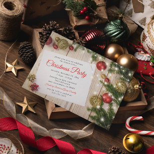 Rustic Christmas Decoration Party Invitation