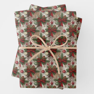 Rustic Christmas Farmhouse Cozy Holiday Wrapping Paper Sheets