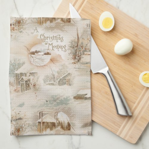 Rustic Christmas Farmsteads in Winter Kitchen Towel