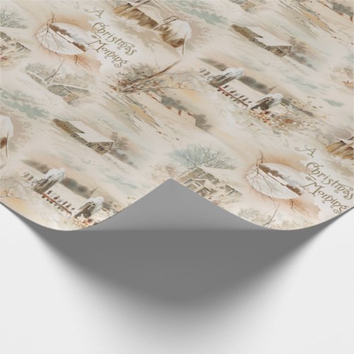 Rustic Christmas Farmsteads in Winter Wrapping Paper