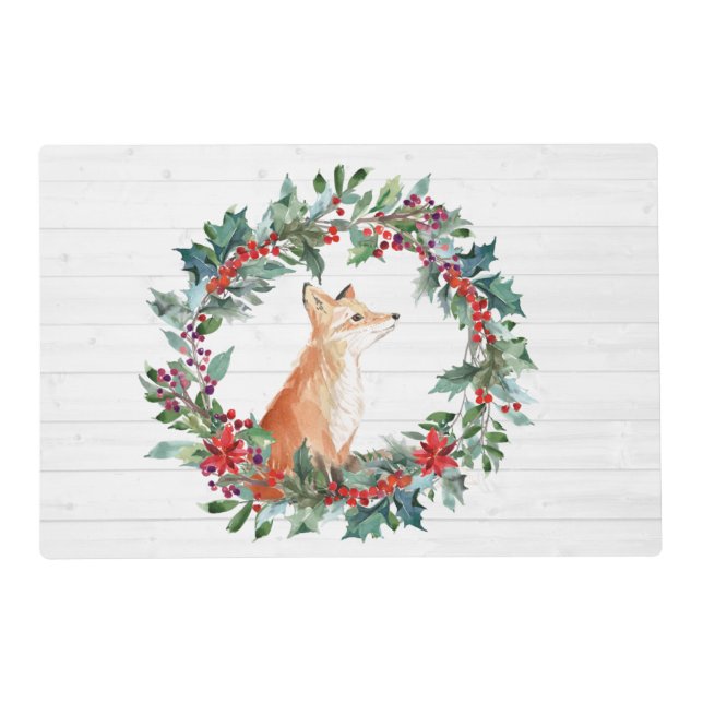 Rustic Christmas Fox Placemat (Front)